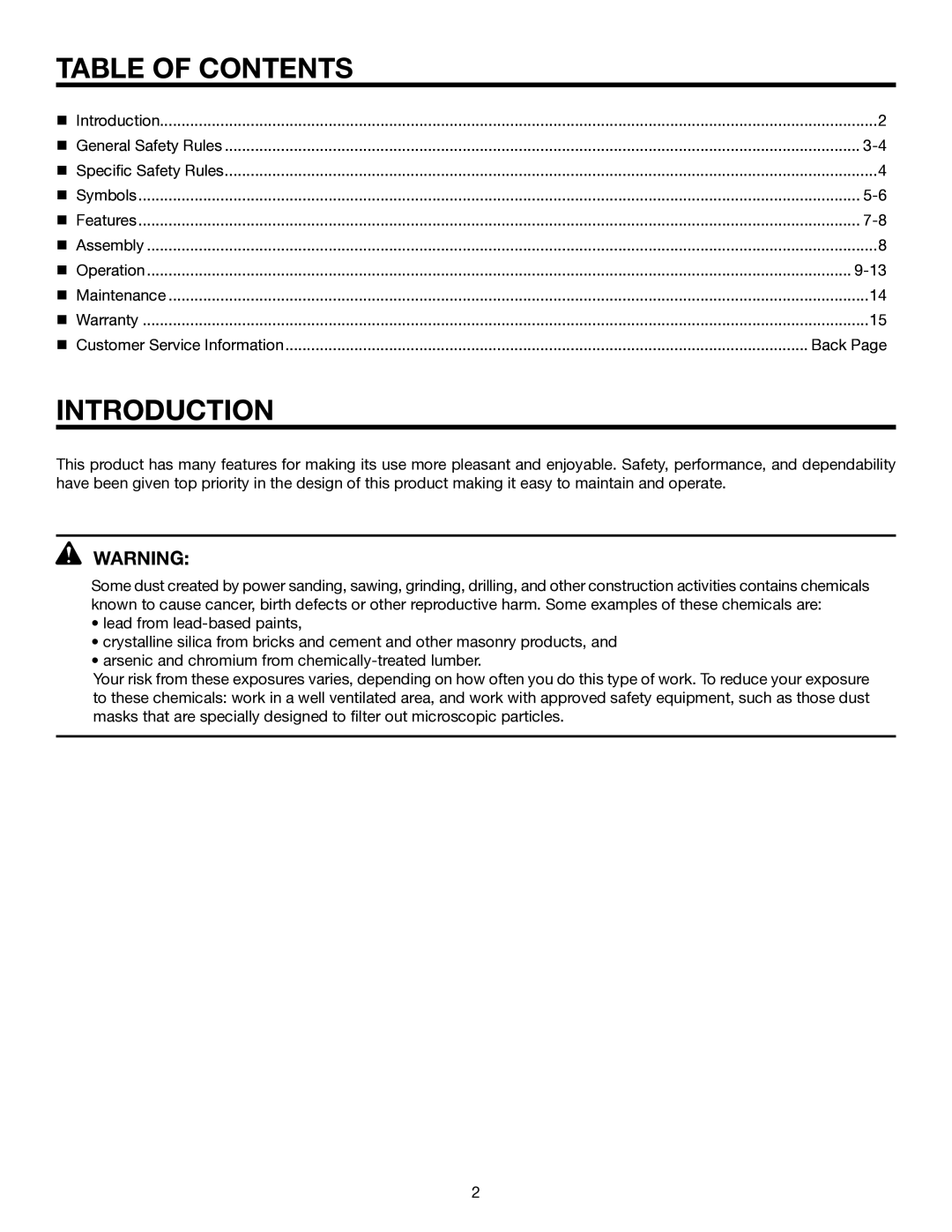 RIDGID R82007 manual Table of Contents, Introduction 