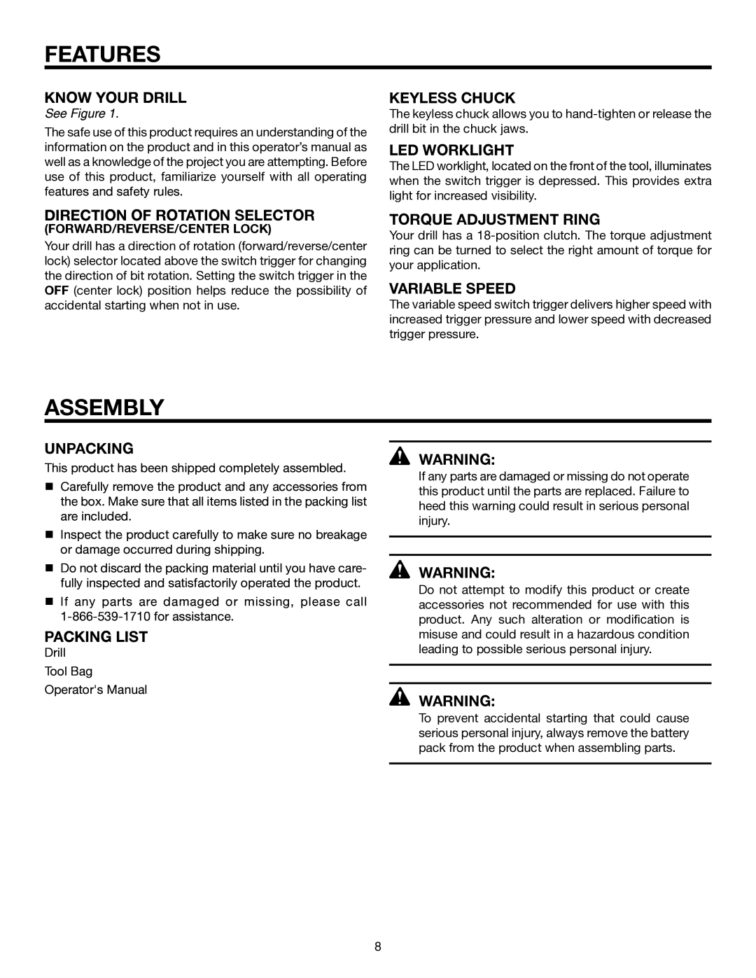 RIDGID R82007 manual Assembly 