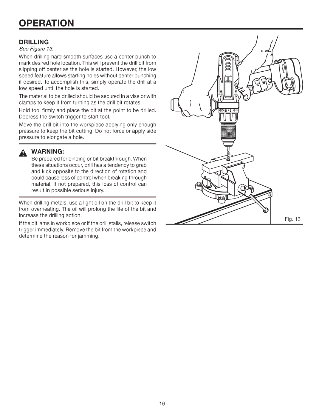 RIDGID R82015 manual Drilling 