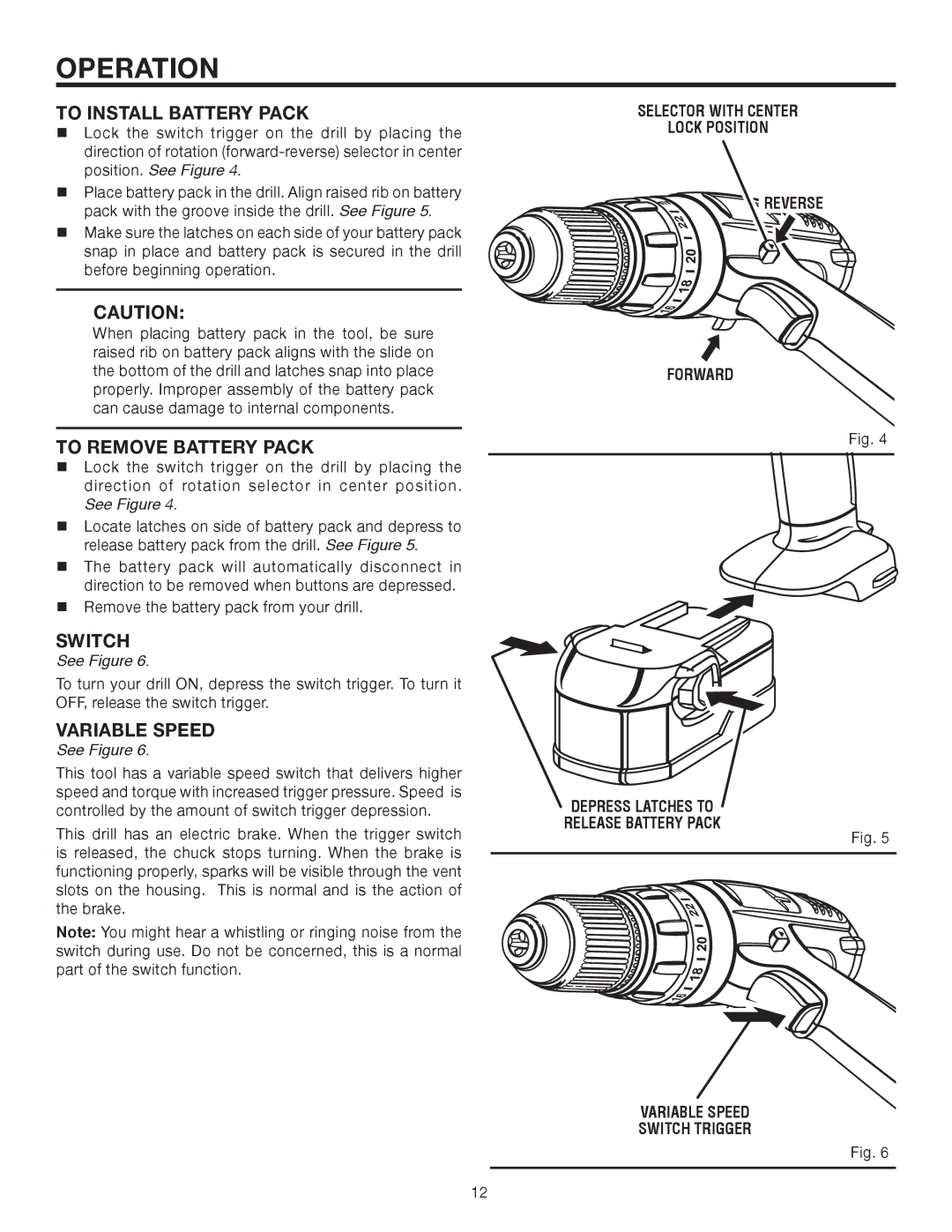 RIDGID R83001 manual To Install Battery Pack, To Remove Battery Pack, Variable Speed 