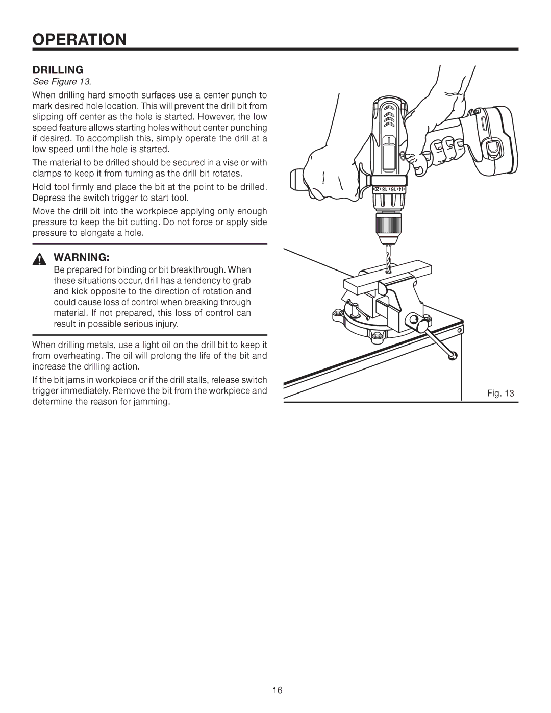 RIDGID R83001 manual Drilling 