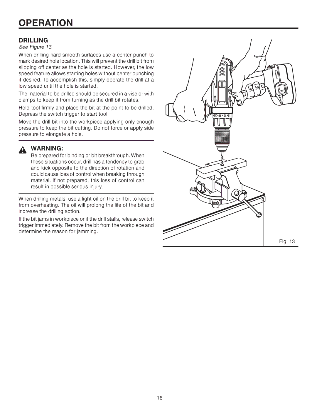 RIDGID R83015 manual Drilling 