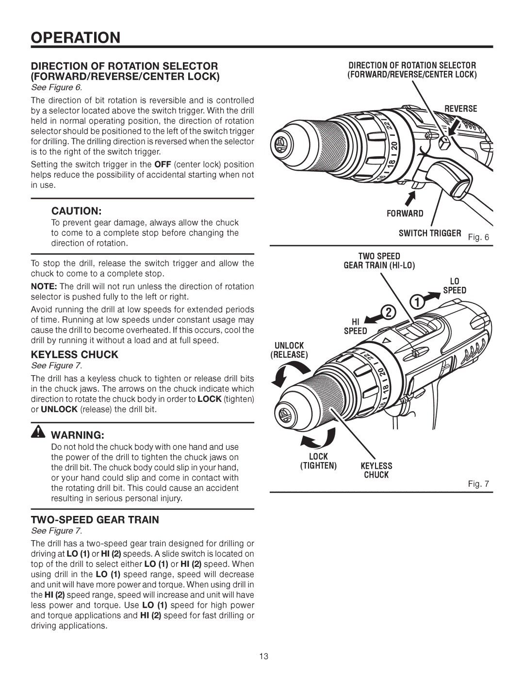 RIDGID R830153 Direction of Rotation Selector FORWARD/REVERSE/CENTER Lock, Reverse Forward, TWO Speed Gear Train HI-LO 