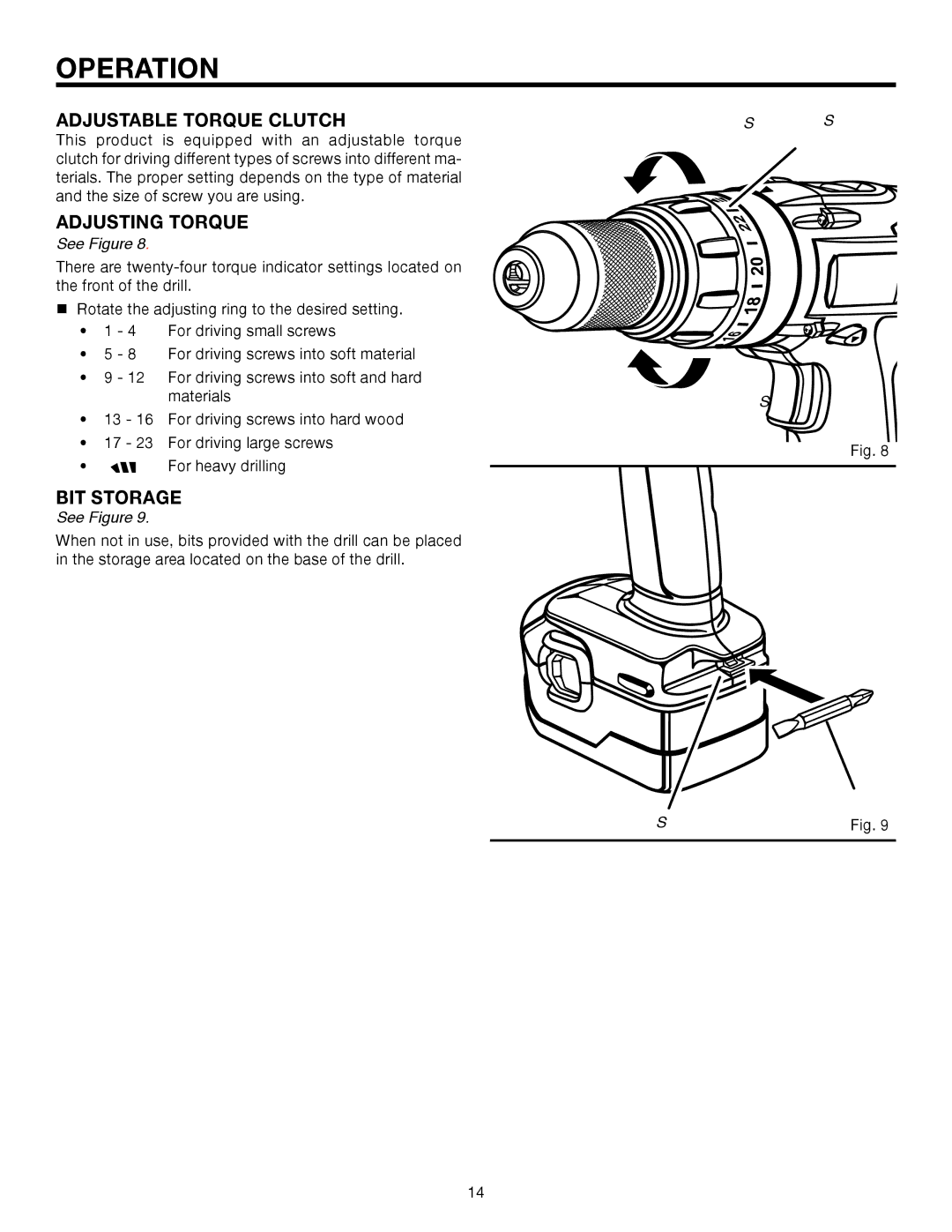 RIDGID R830153 manual Adjustable Torque Clutch, Adjusting Torque, To Increase Torque BIT BIT Storage Area 