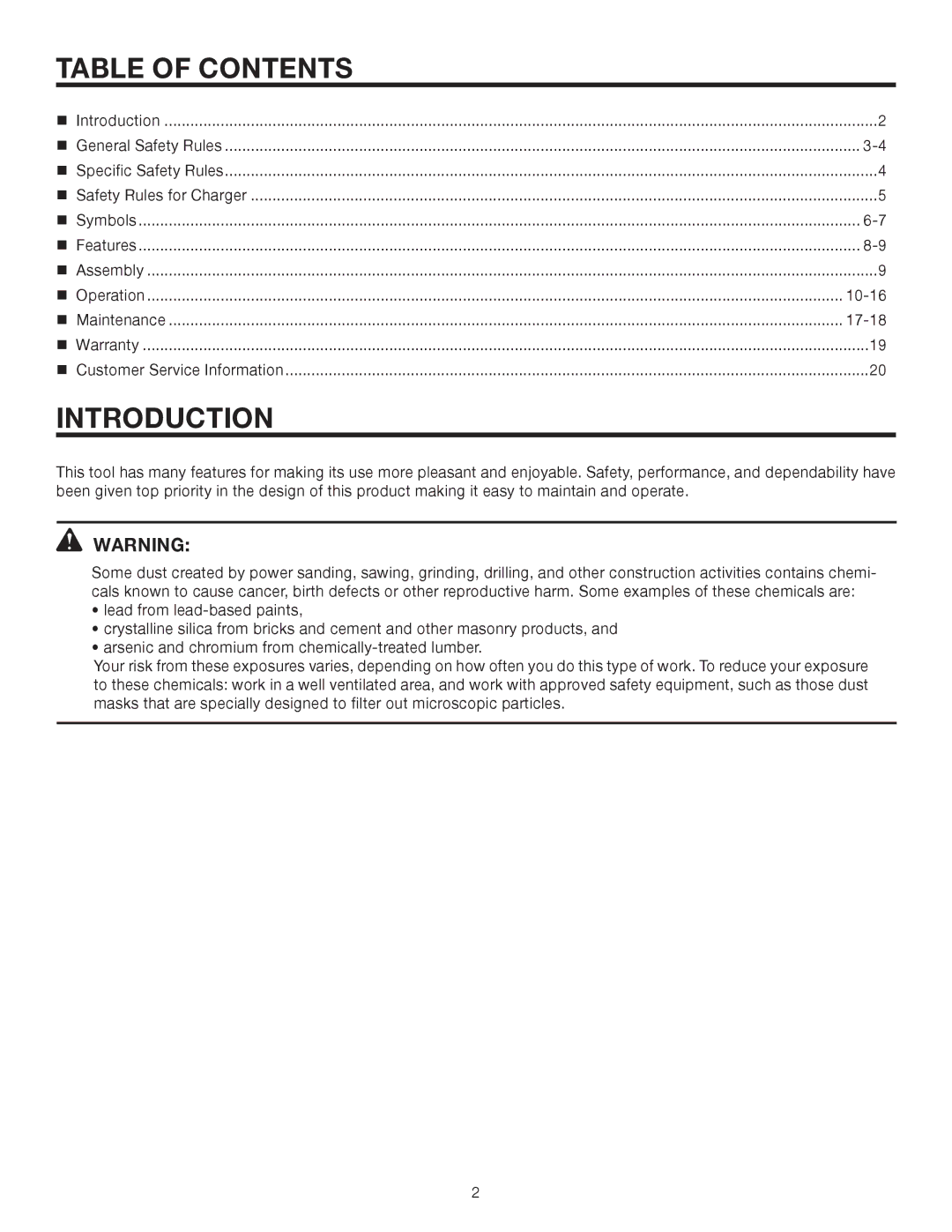 RIDGID R830153 manual Table of Contents, Introduction 