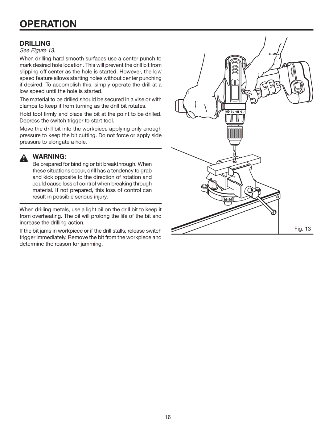 RIDGID R84001 manual Drilling 