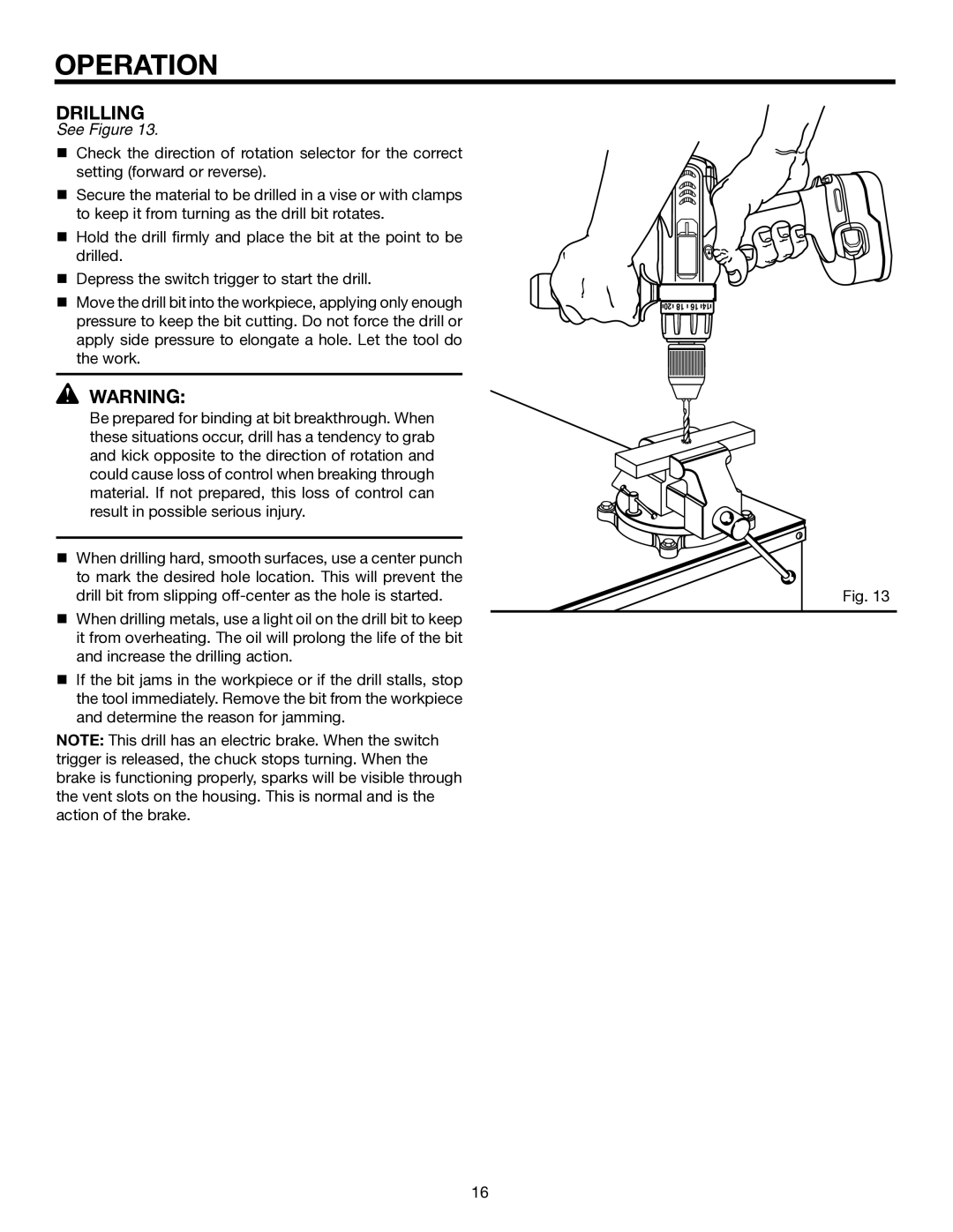 RIDGID R840011 manual Drilling 