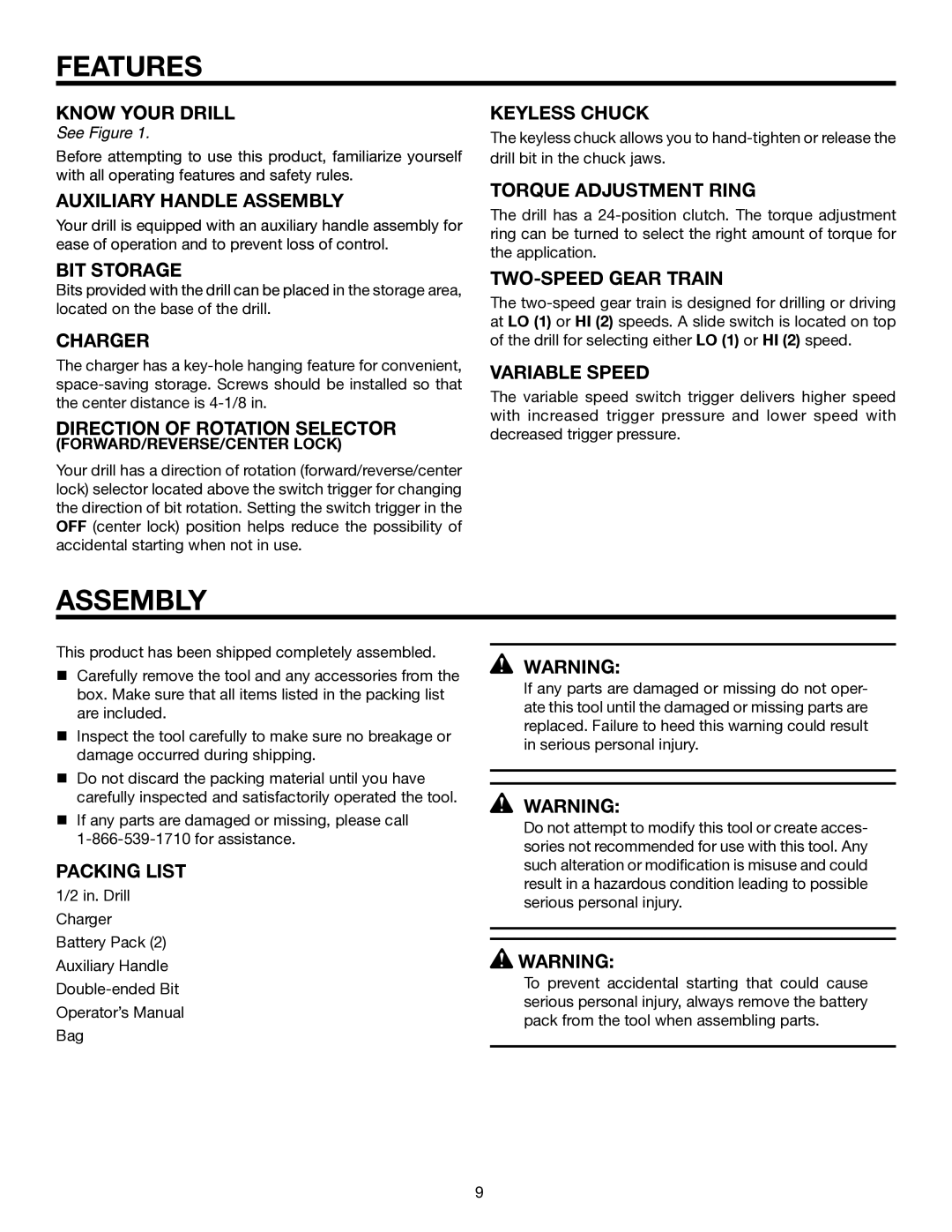 RIDGID R840011 manual Assembly 