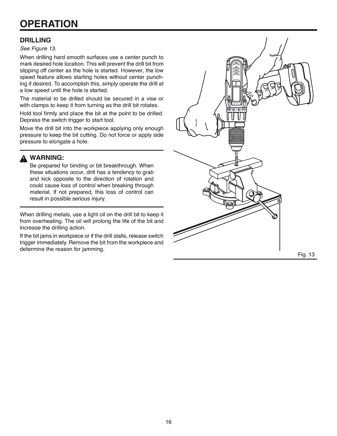 RIDGID R84015 manual Drilling 