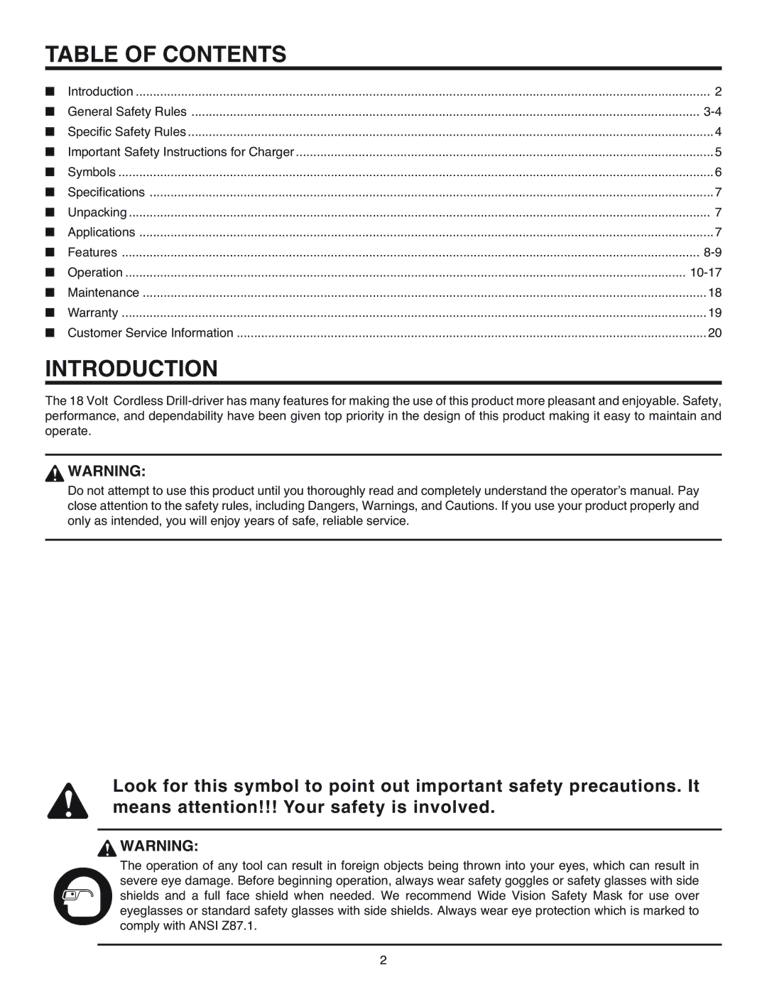 RIDGID R84015 manual Table of Contents, Introduction 