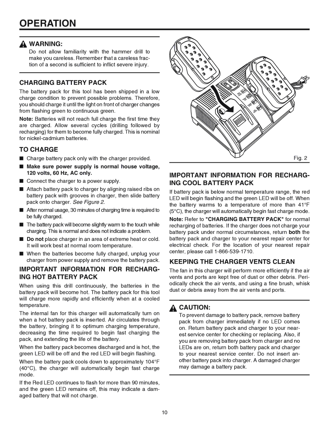 RIDGID R841150 manual Operation 