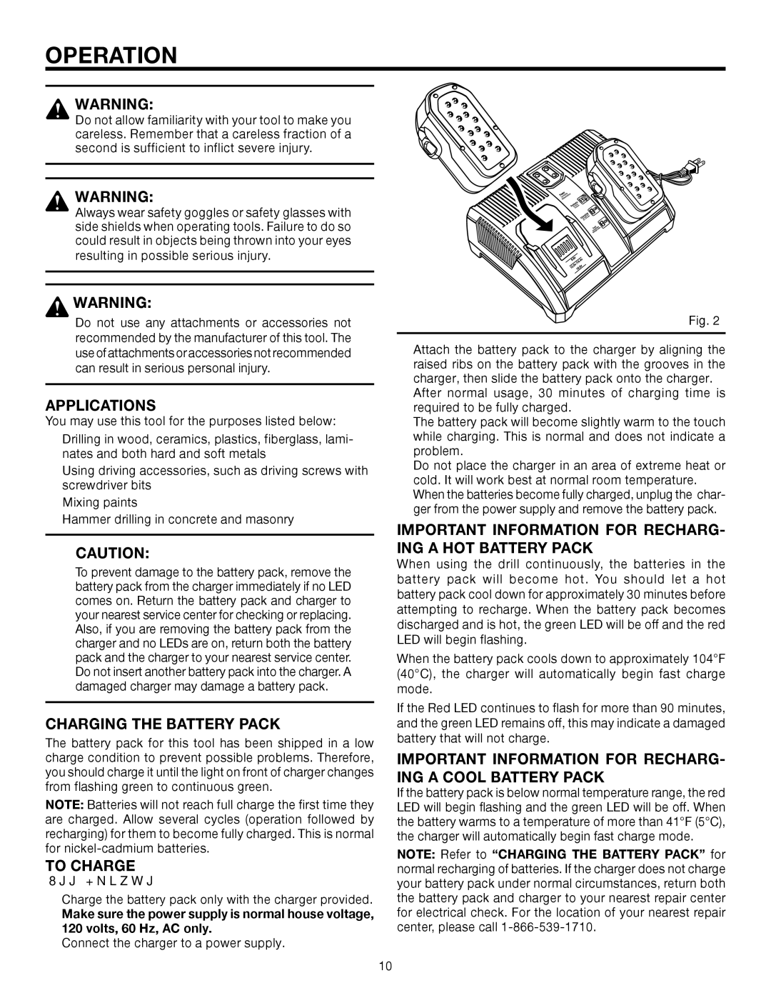 RIDGID R8411501 manual Operation 