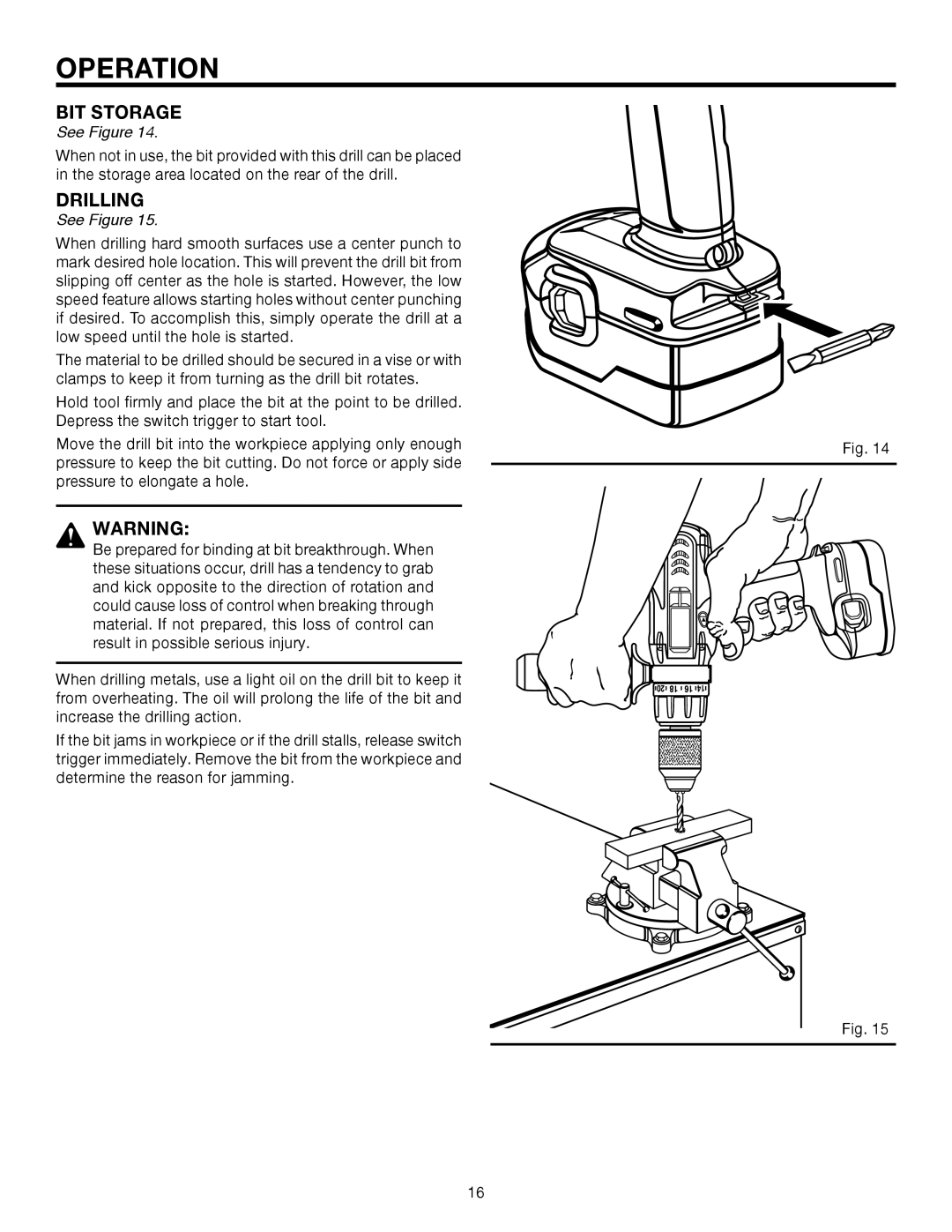 RIDGID R8411501 manual BIT Storage, Drilling 