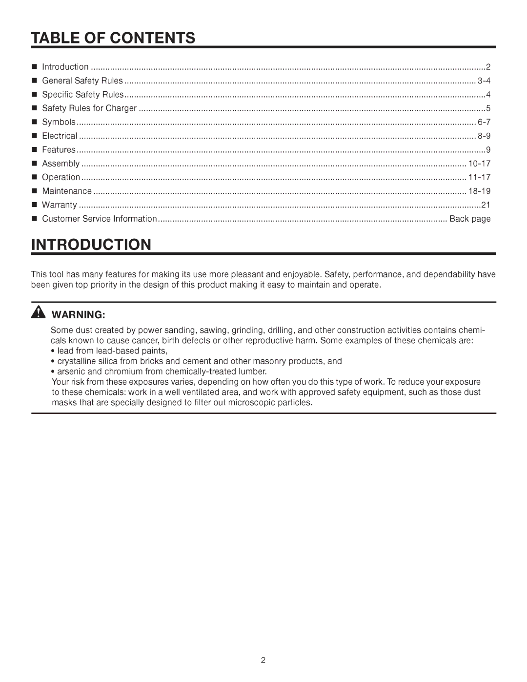 RIDGID R8411503 manual Table of Contents, Introduction 