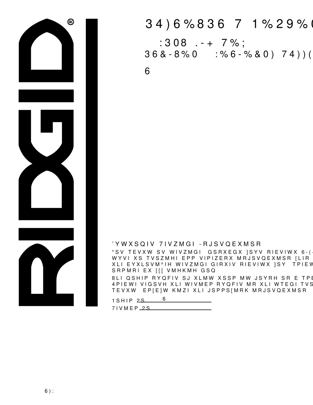 RIDGID R843 manual Customer Service Information 