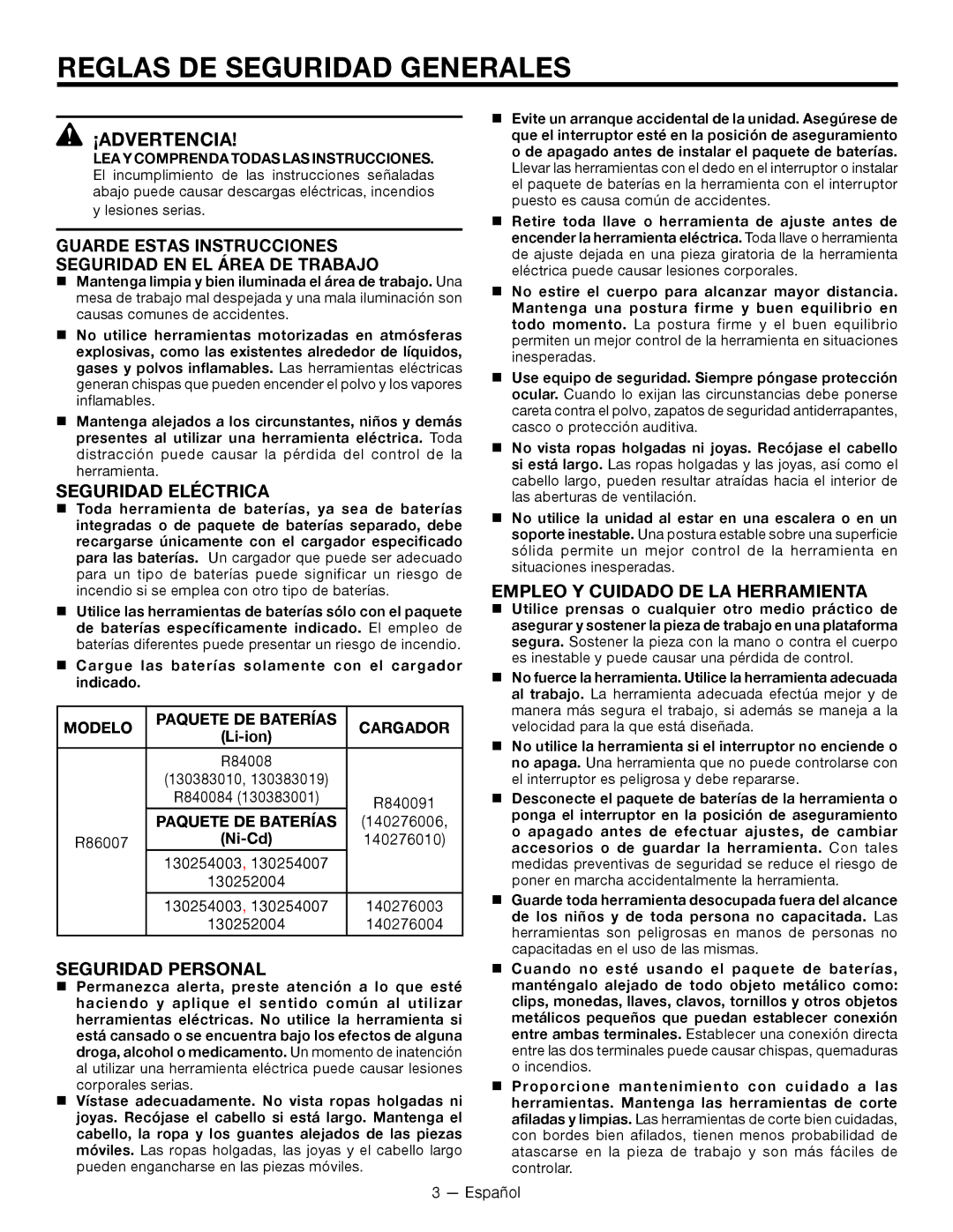 RIDGID R86007 manuel dutilisation Reglas DE Seguridad Generales, ¡Advertencia, Seguridad Eléctrica, Seguridad Personal 