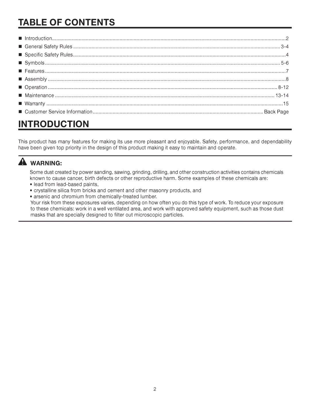 RIDGID R86014 manual Table of Contents, Introduction 