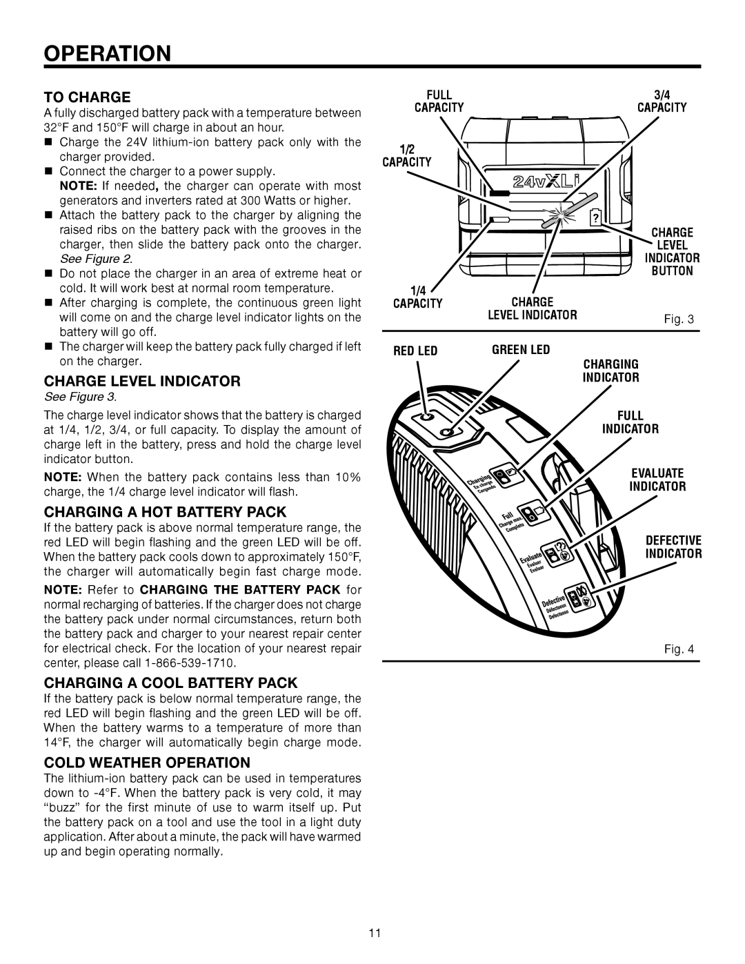 RIDGID R8823 manual To Charge, Charge Level Indicator, Charging a HOT Battery Pack, Charging a Cool Battery Pack 