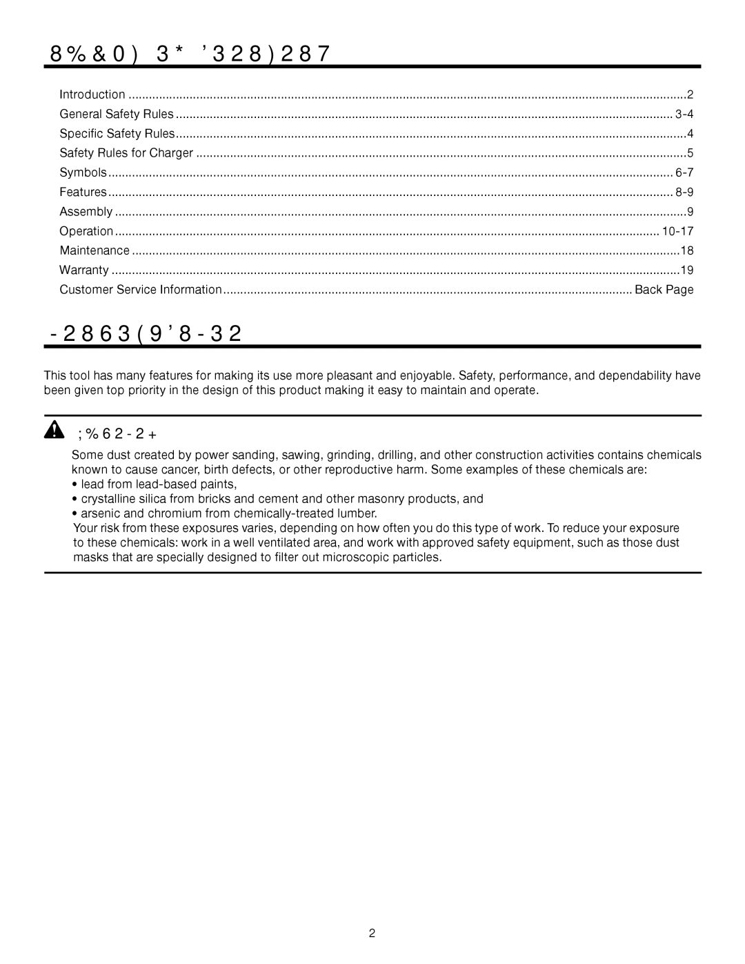 RIDGID R8823 manual Table of Contents, Introduction 