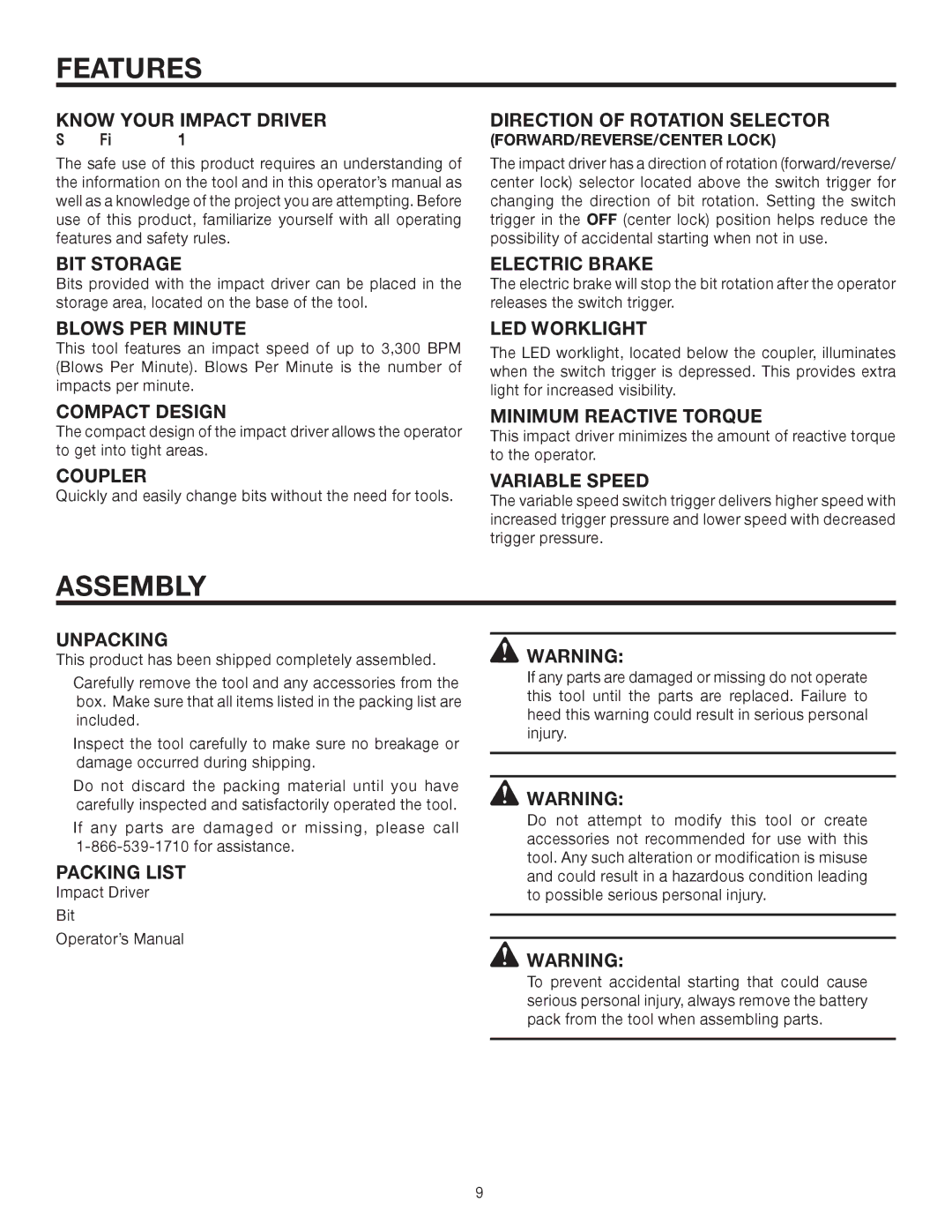 RIDGID R8823 manual Assembly 