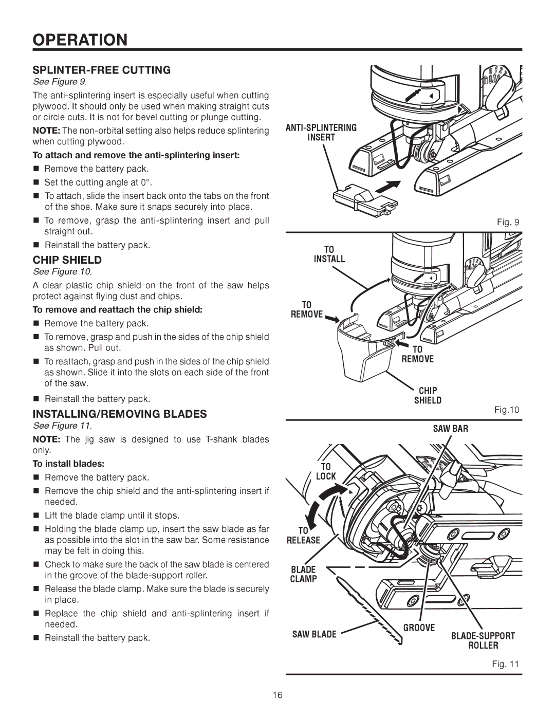 RIDGID R883 manual SPLINTER-FREE Cutting, INSTALLING/REMOVING Blades 