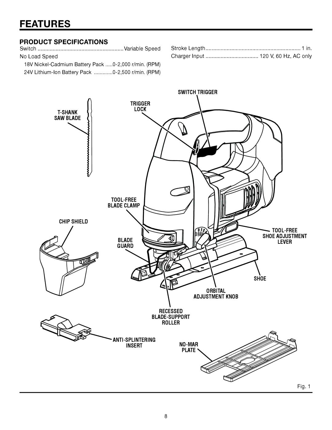 RIDGID R883 manual Features, Product Specifications 