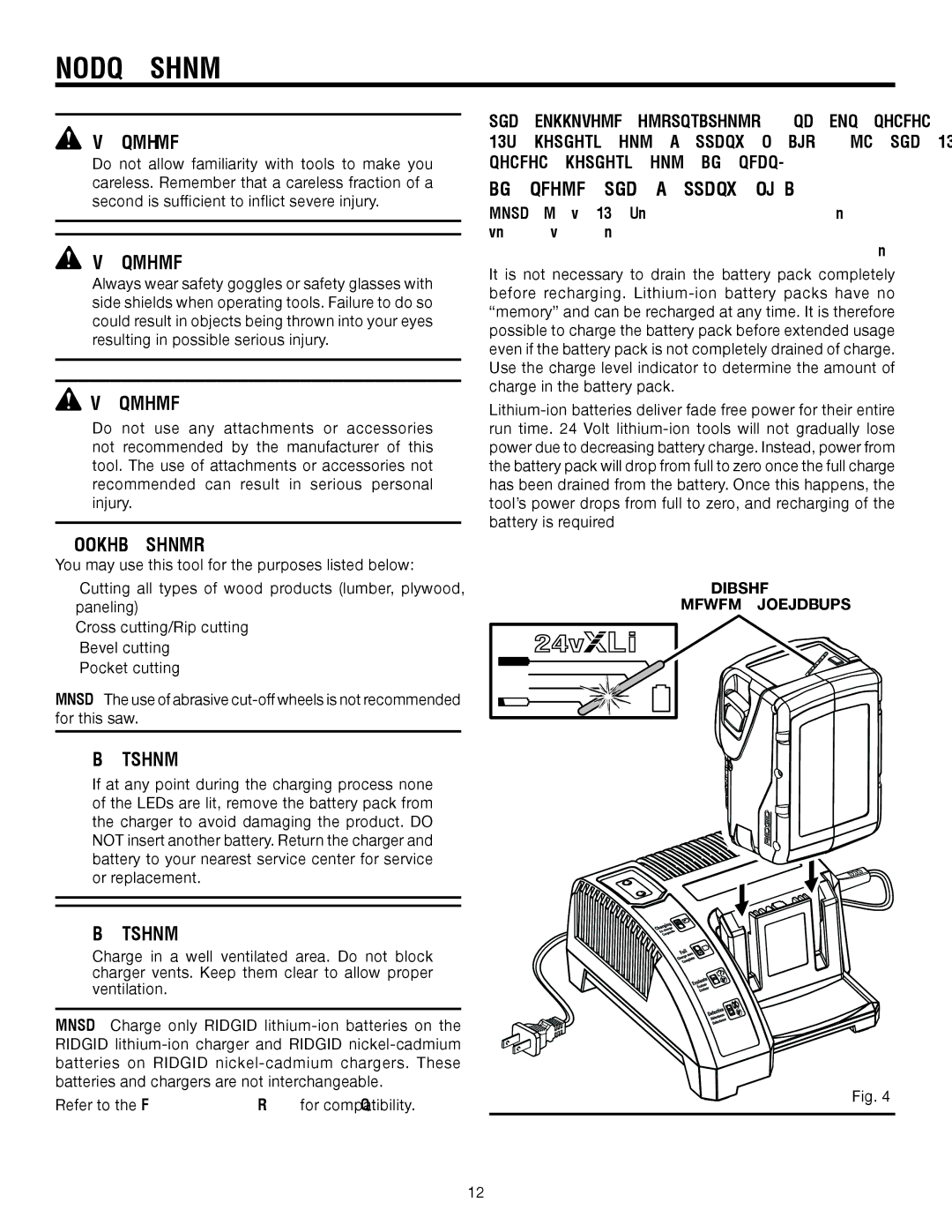 RIDGID R885 manual Operation, Applications, Charging the Battery Pack, Charge Level Indicator 