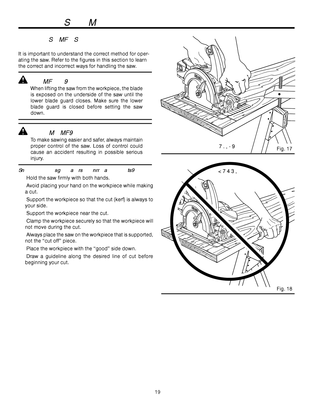 RIDGID R885 manual Operating the SAW, See Figures 17, To make the best possible cut, Right Wrong 