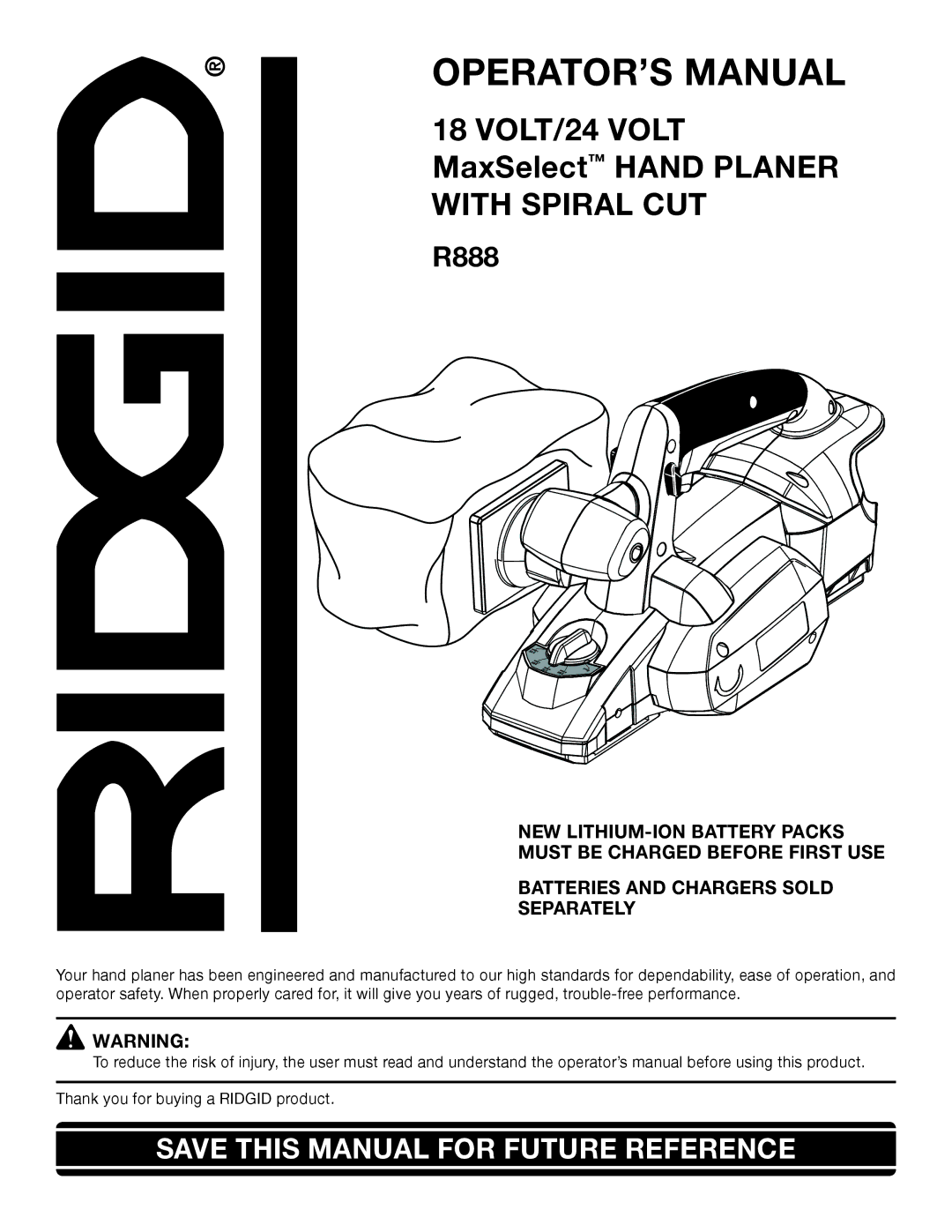 RIDGID R888 manual OPERATOR’S Manual 