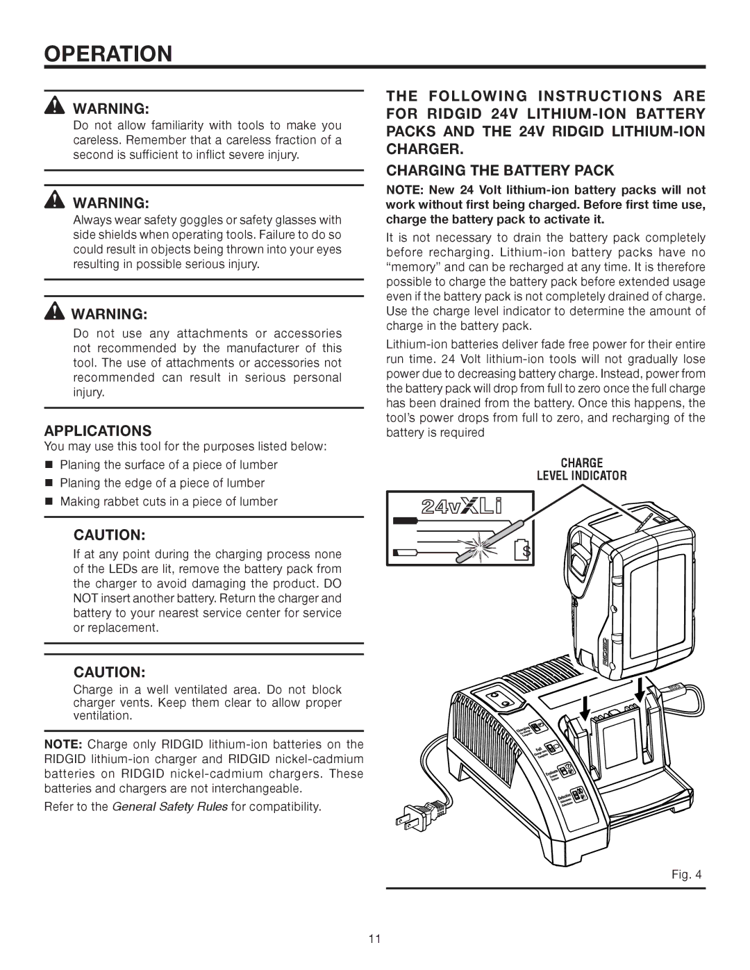 RIDGID R888 manual Operation, Applications 