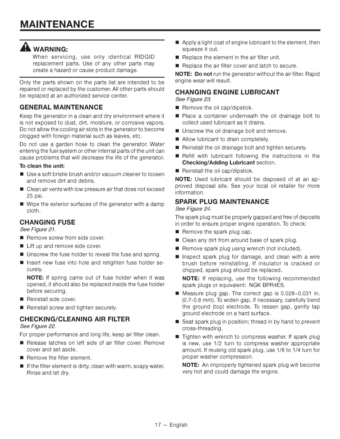 RIDGID RD8000, RD80011 manuel dutilisation General Maintenance 