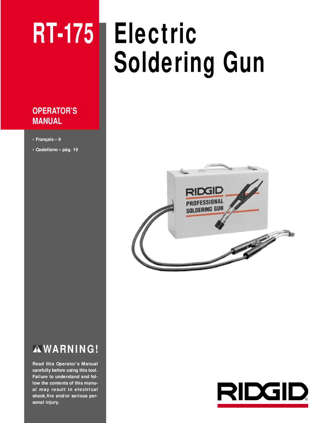 RIDGID manual RT-175Electric Soldering Gun 