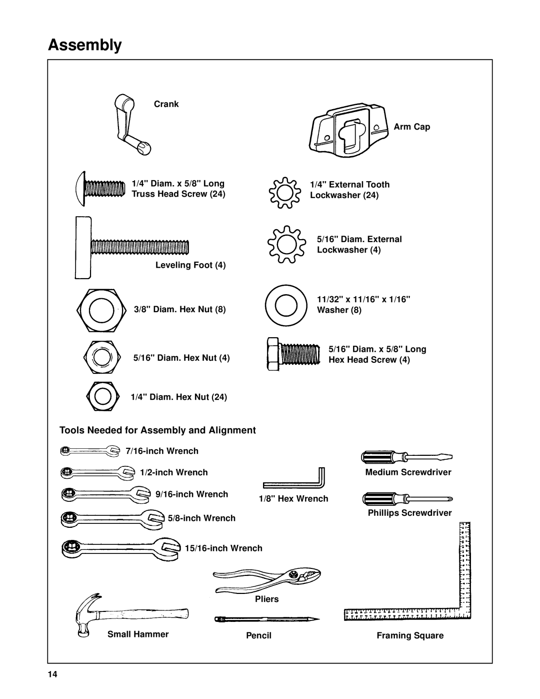 RIDGID SP6263 manual Tools Needed for Assembly and Alignment 