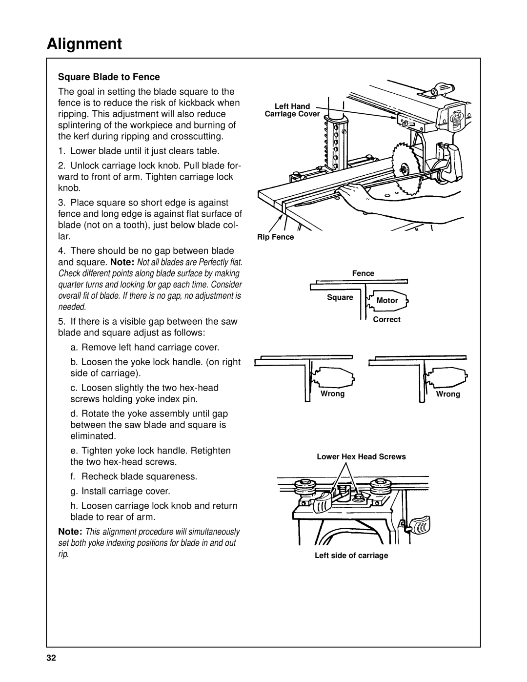 RIDGID SP6263 manual Square Blade to Fence 