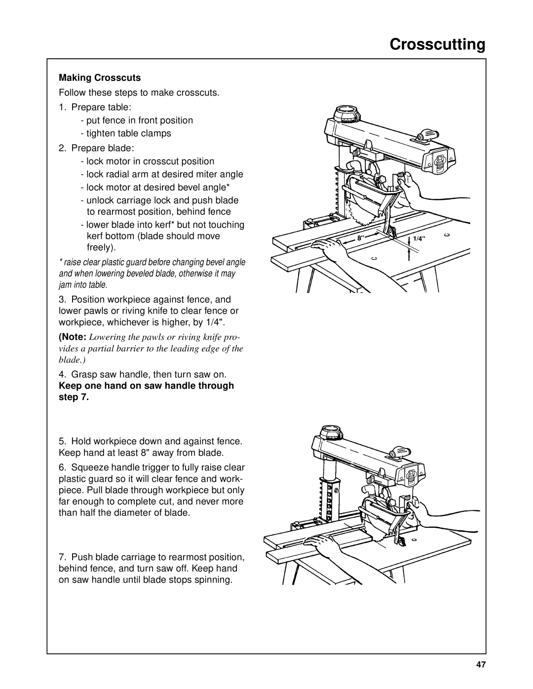 RIDGID SP6263 manual Making Crosscuts 