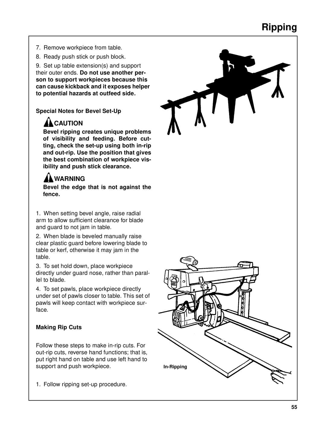 RIDGID SP6263 manual Making Rip Cuts 