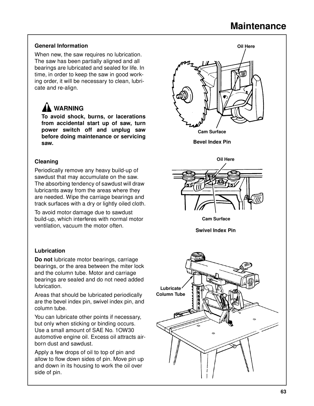 RIDGID SP6263 manual Maintenance, General Information, Lubrication 