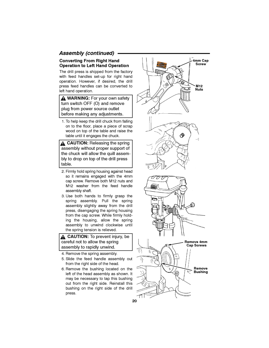 RIDGID SP6490 manual Converting From Right Hand Operation to Left Hand Operation 