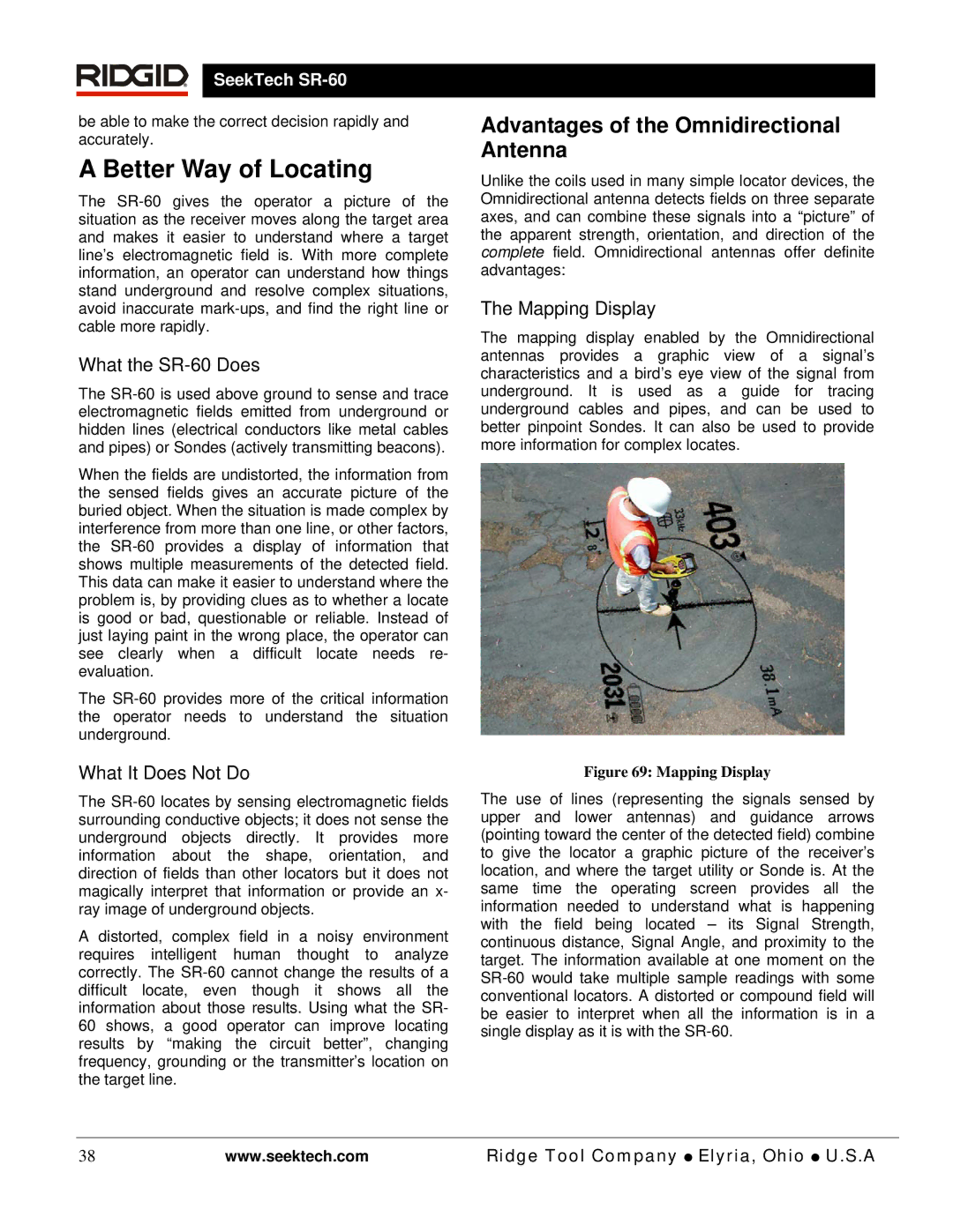 RIDGID Better Way of Locating, Advantages of the Omnidirectional Antenna, What the SR-60 Does, What It Does Not Do 