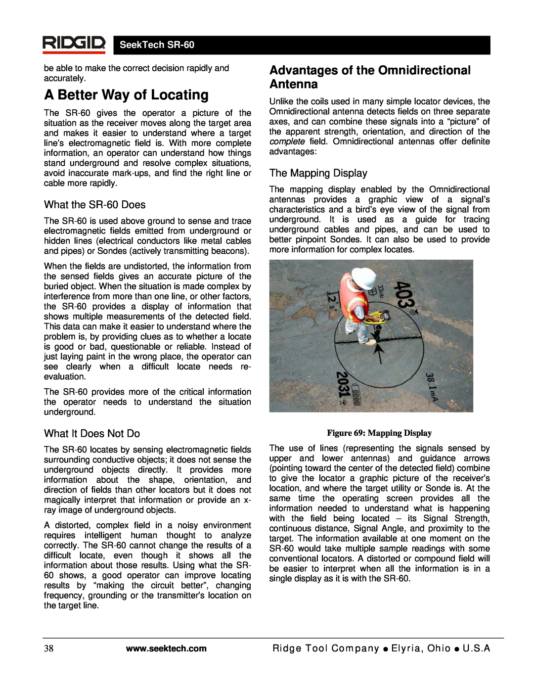 RIDGID A Better Way of Locating, Advantages of the Omnidirectional Antenna, What the SR-60 Does, What It Does Not Do 