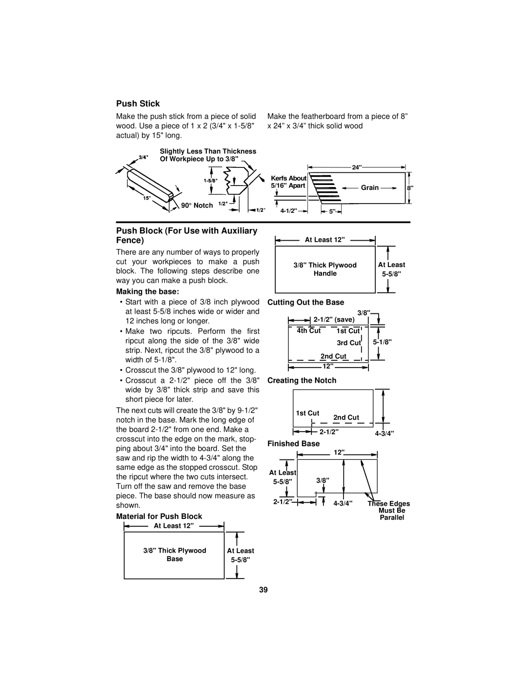 RIDGID Table Saw manual Push Stick, Push Block For Use with Auxiliary Fence 