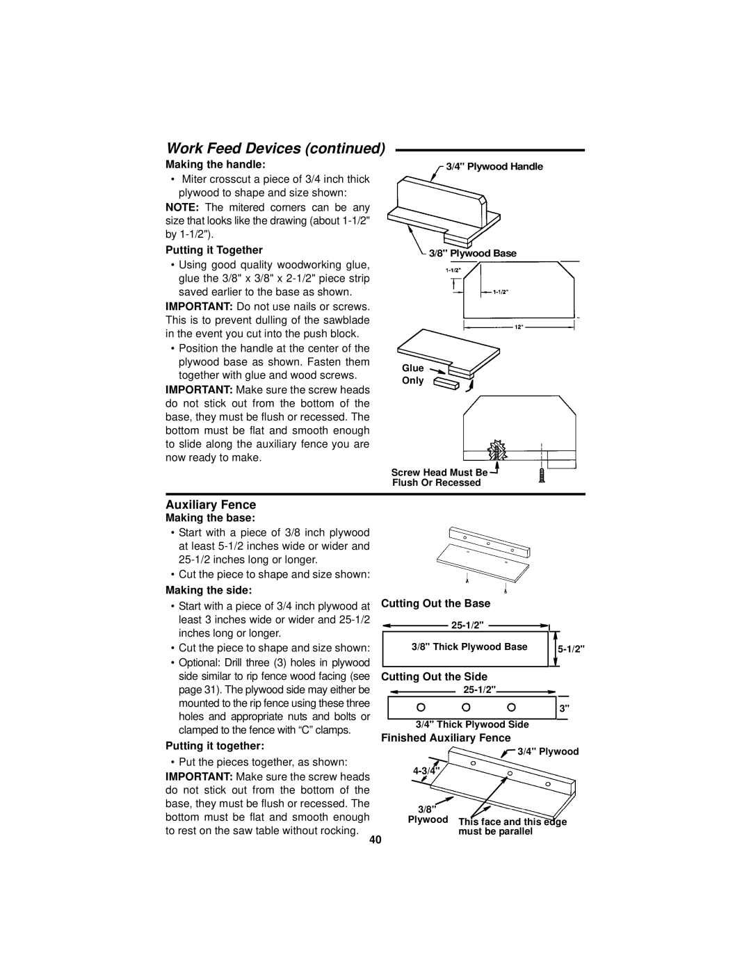 RIDGID Table Saw manual Auxiliary Fence 