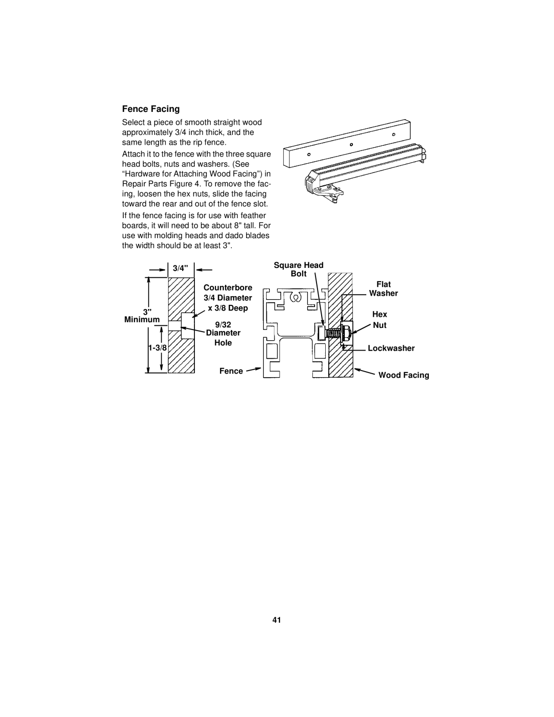 RIDGID Table Saw manual Fence Facing 