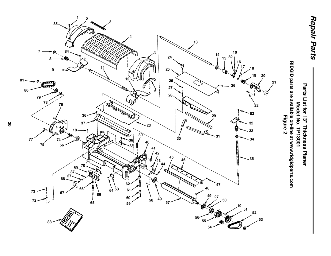 RIDGID TP1300 manual Repair Parts 