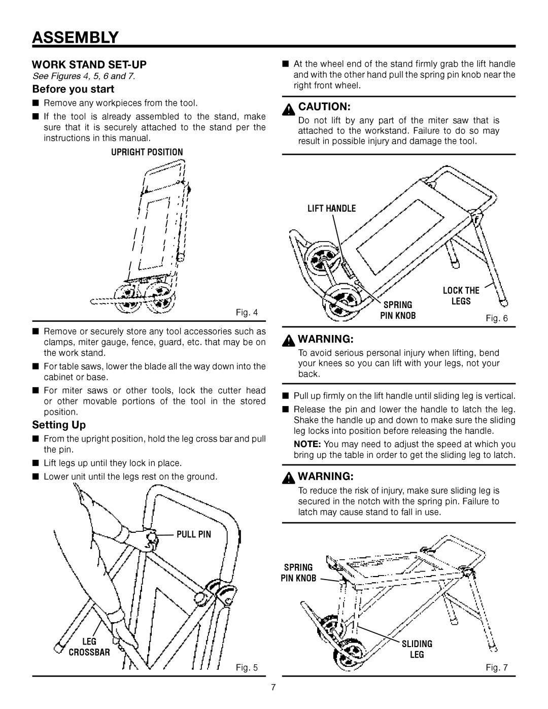 RIDGID AC9930, TS2400 manual Work Stand SET-UP, Before you start, Setting Up, See Figures 4, 5, 6 