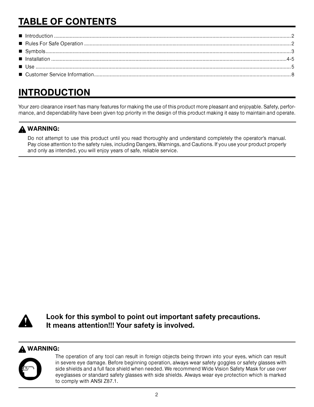 RIDGID TS2400LS manual Table of Contents, Introduction 