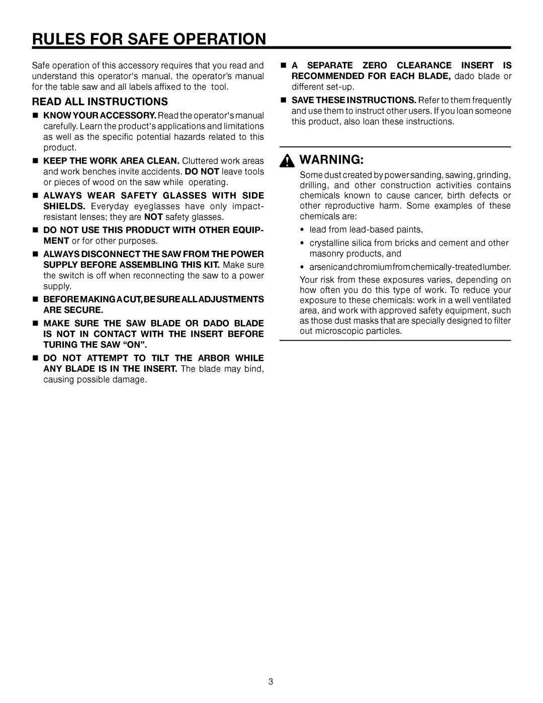 RIDGID TS2400LS manual Rules for Safe Operation, Read ALL Instructions 