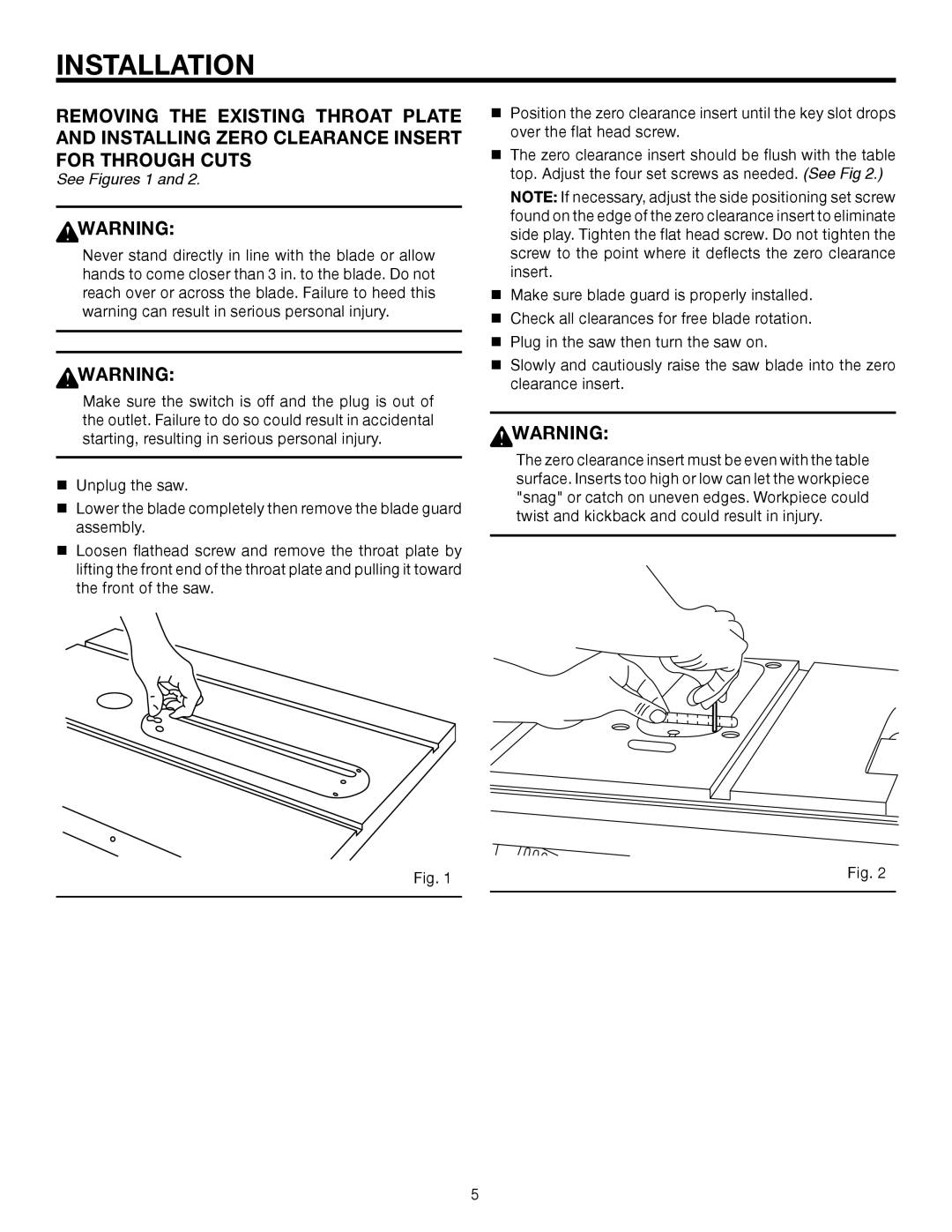 RIDGID TS2400LS manual Installation, See Figures 1 