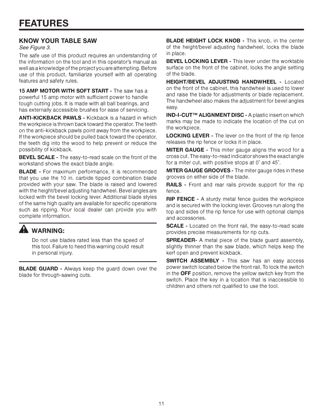 RIDGID TS2410LS manual Know Your Table SAW, See Figure 