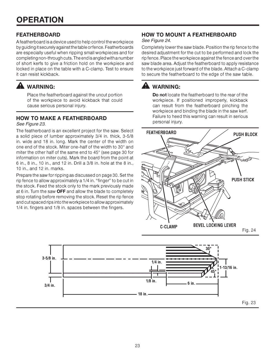 RIDGID TS2410LS manual HOW to Mount a Featherboard, HOW to Make a Featherboard 